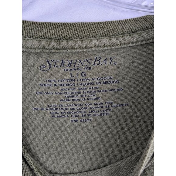 Big Bass Fishing Outfitters St. Johns Bay Graphic Tee Large 100% Olive Green - Picture 6 of 7